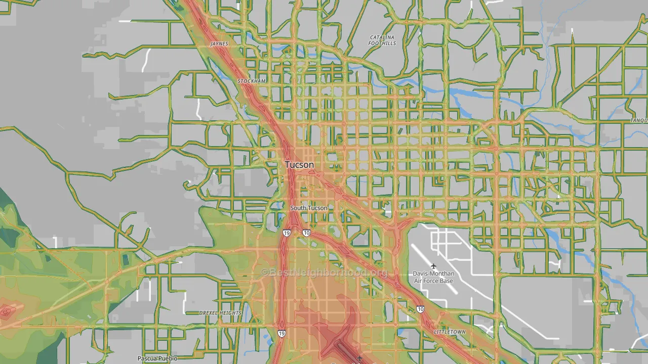 Pima County, AZ Map of Noise Levels in Pima County