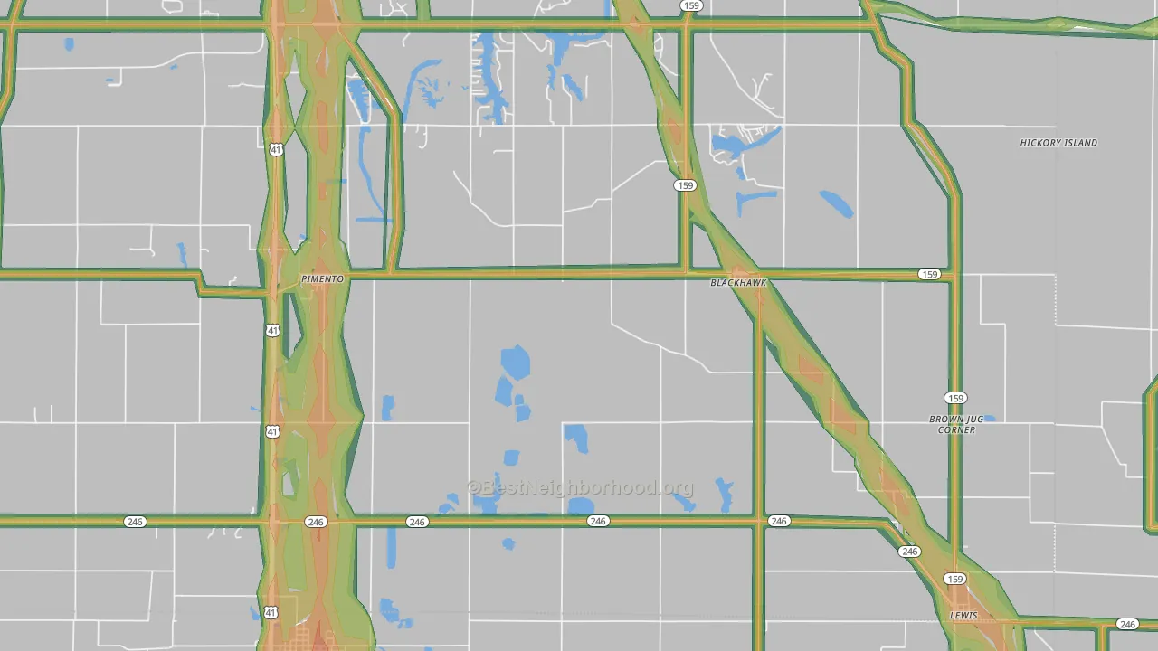 Pimento, IN Map of Noise Levels in Pimento