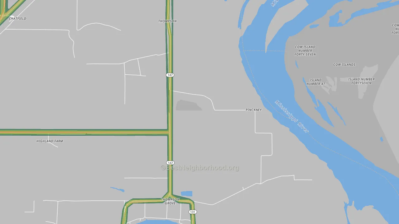 Pinckney, AR Map of Noise Levels in Pinckney
