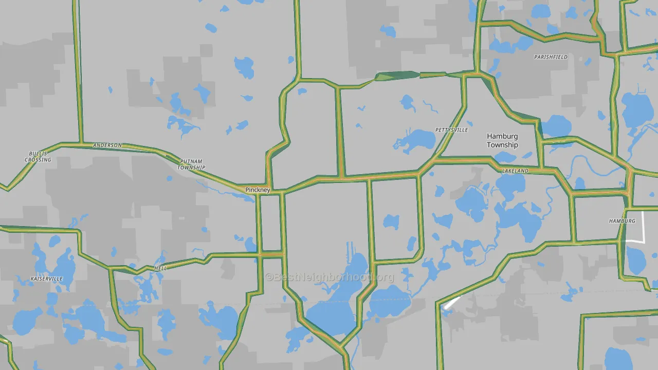 Pinckney, MI Map of Noise Levels in Pinckney
