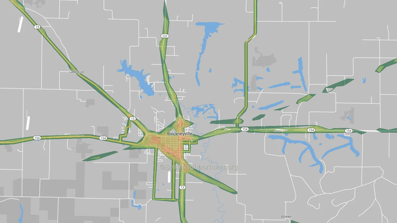 Pinckneyville, IL Map of Noise Levels in Pinckneyville