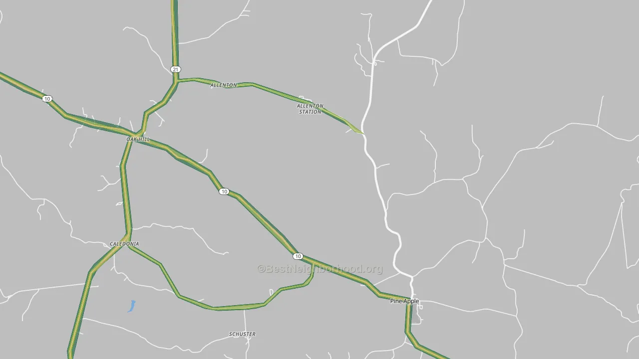 Pine Apple, AL Map of Noise Levels in Pine Apple