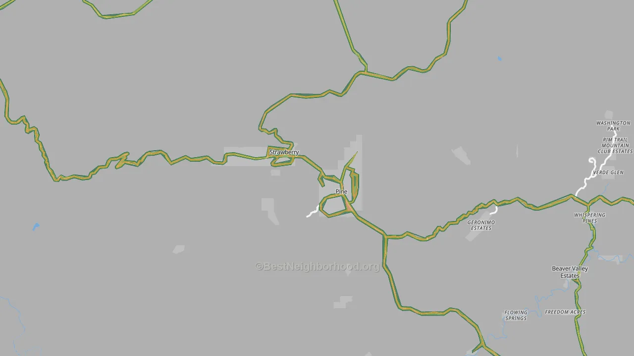 Pine, AZ Map of Noise Levels in Pine