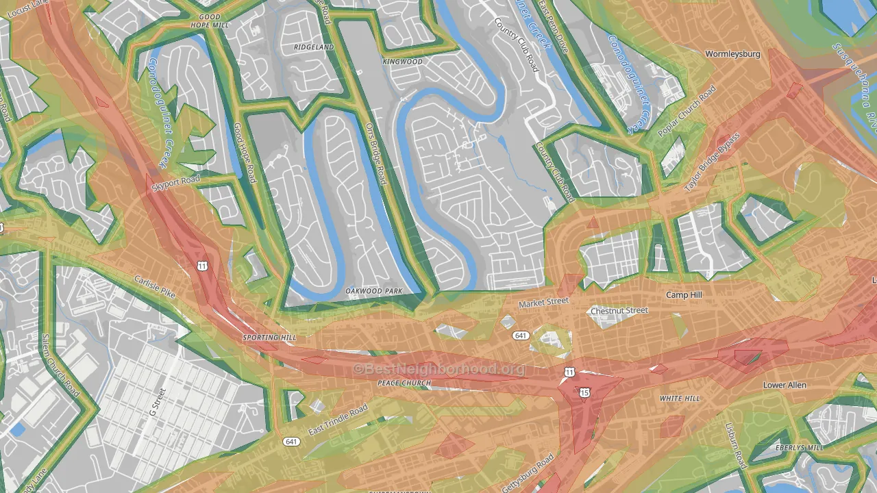 Pine Brook, Camp Hill, PA Map of Noise Levels in Pine Brook