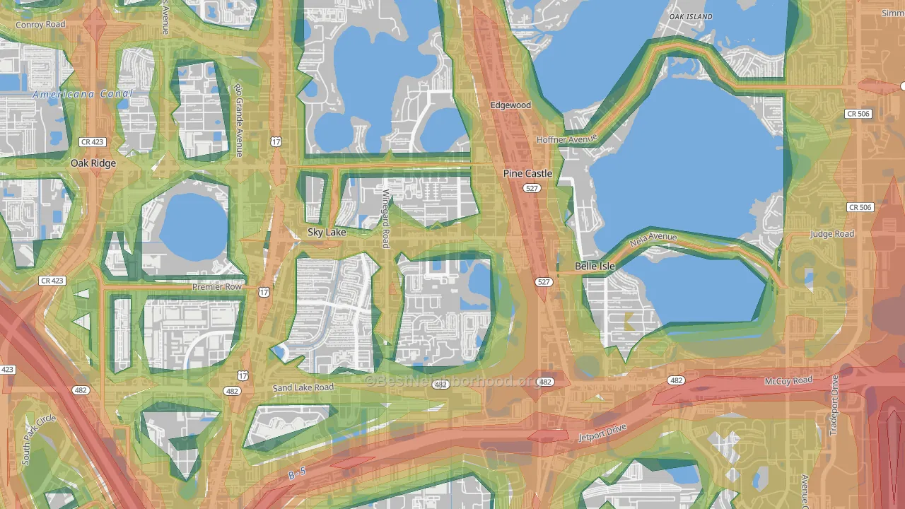 Pine Castle, FL Map of Noise Levels in Pine Castle
