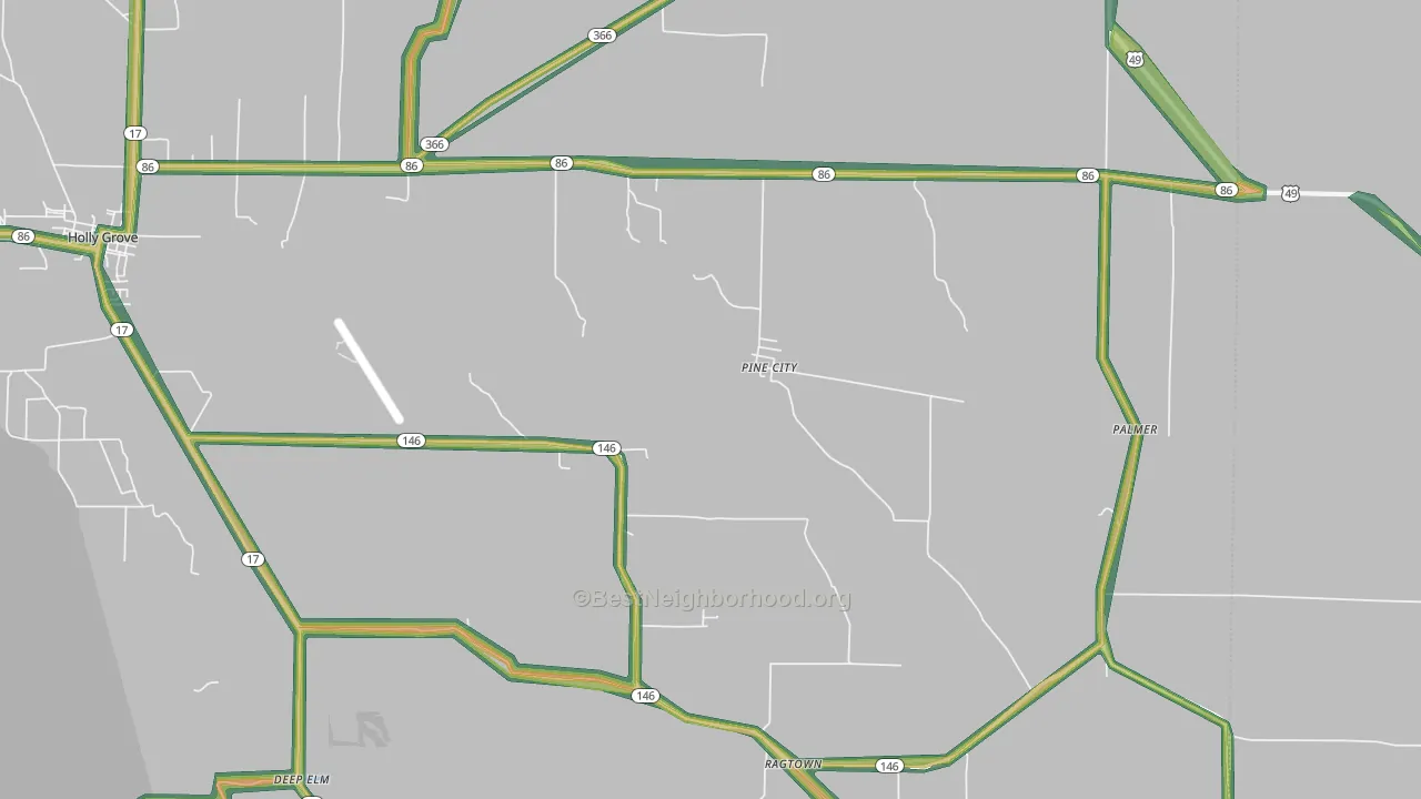 Pine City, AR Map of Noise Levels in Pine City