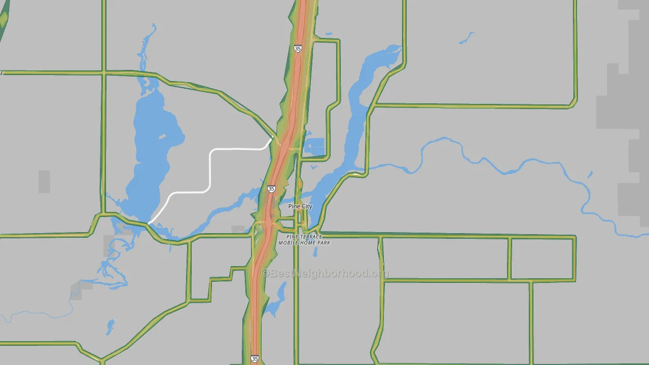 Pine City, MN Map of Noise Levels in Pine City