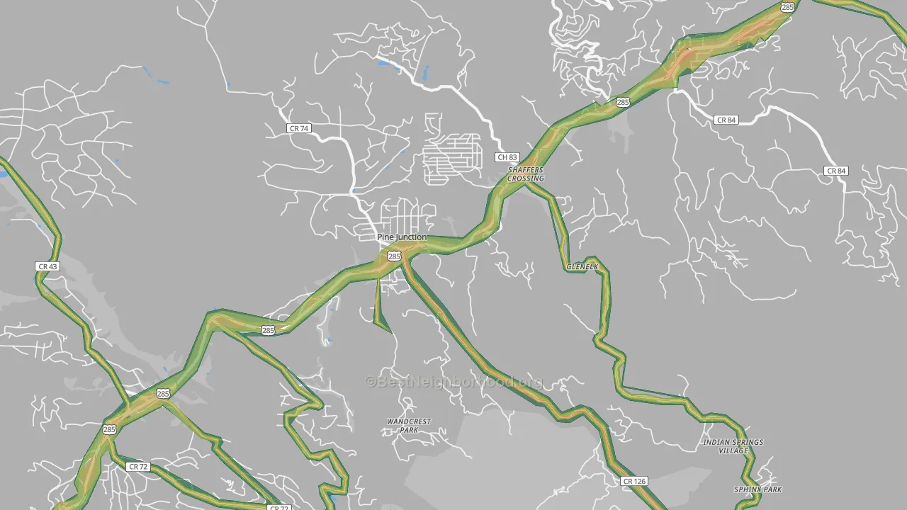 Pine, CO Map of Noise Levels in Pine
