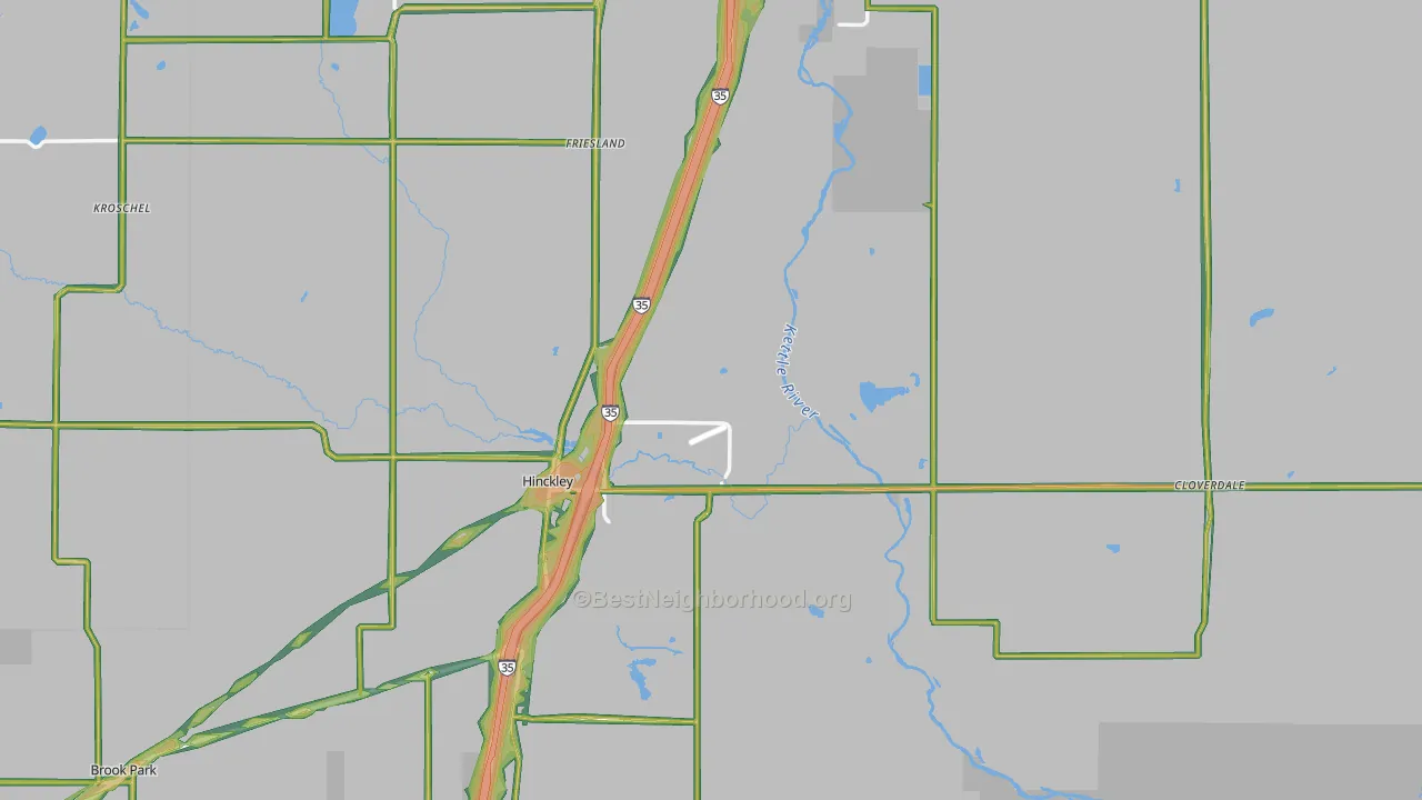 Pine County, MN Map of Noise Levels in Pine County