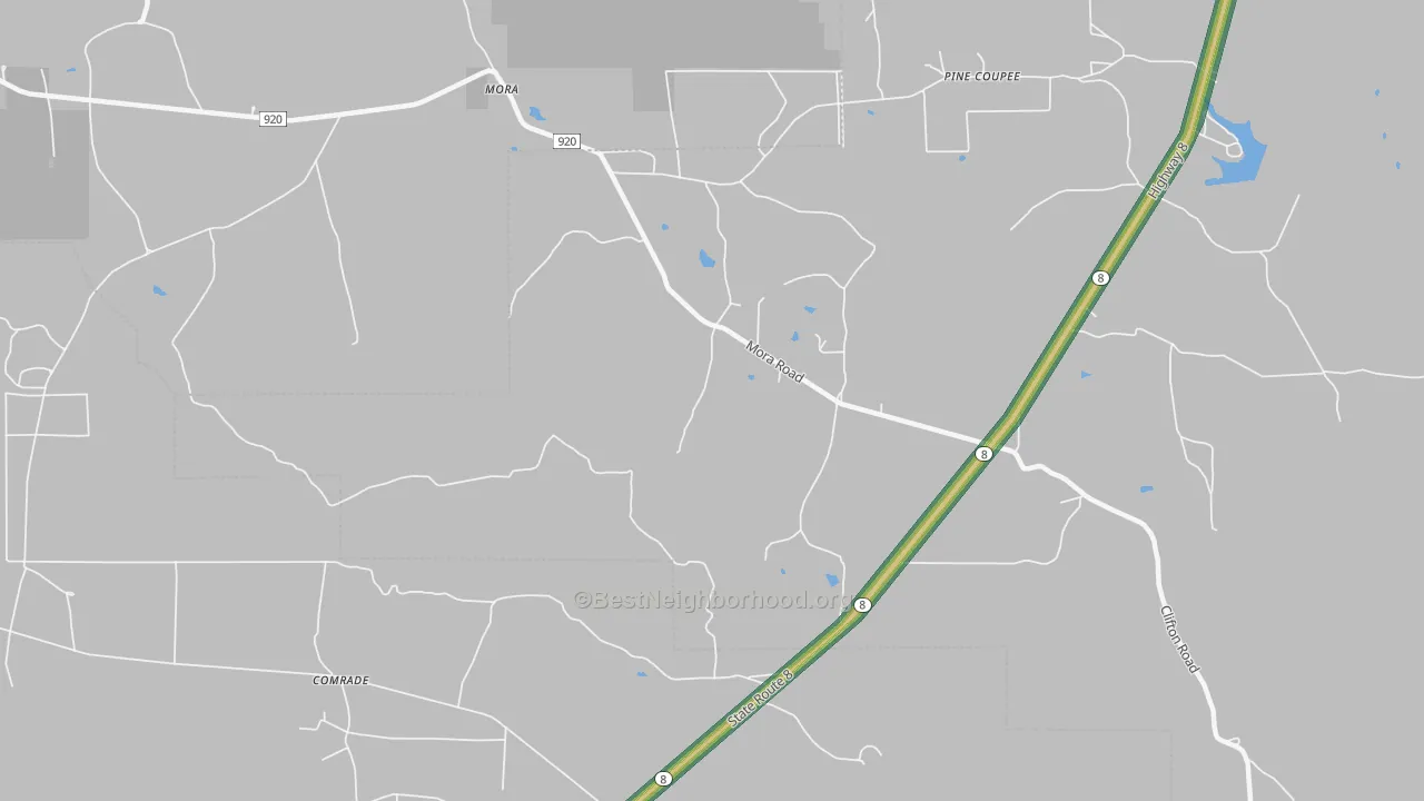 Pine Coupee, LA Map of Noise Levels in Pine Coupee