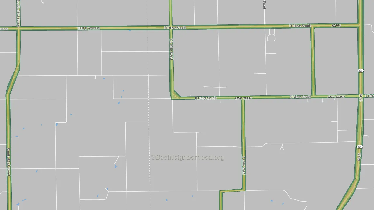 Pine Creek, MI Map of Noise Levels in Pine Creek