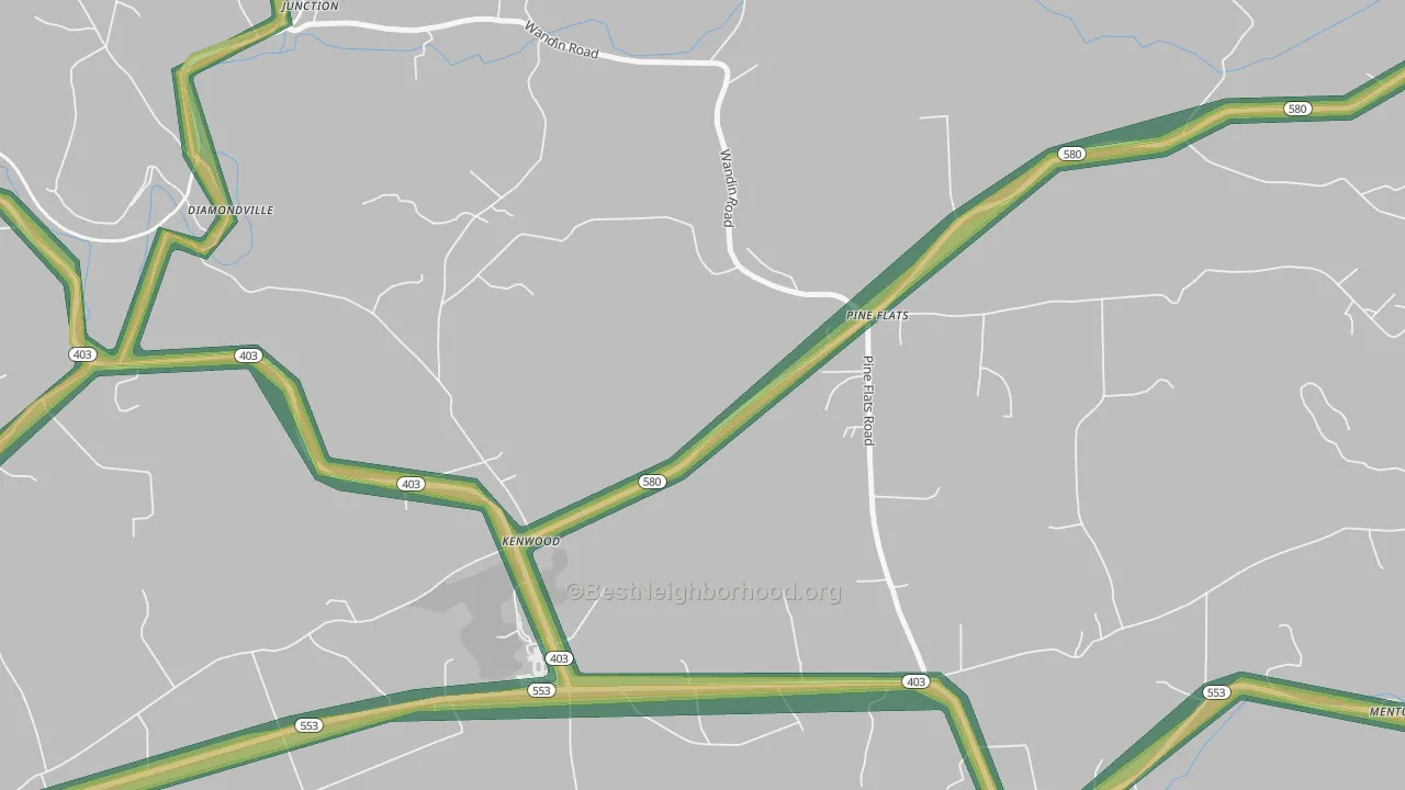 Pine Flats, PA Map of Noise Levels in Pine Flats