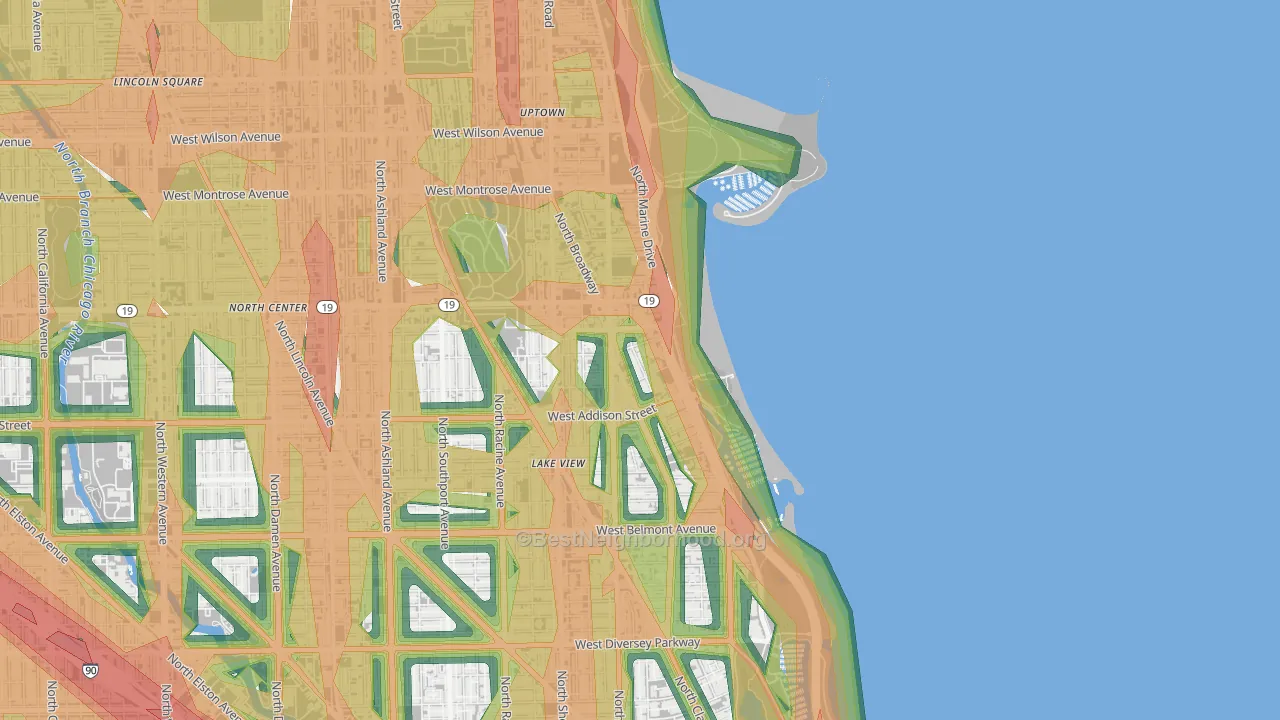 Pine Grove, Chicago, IL Map of Noise Levels in Pine Grove