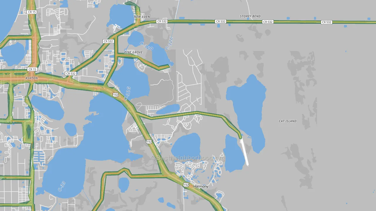 Pine Grove, FL Map of Noise Levels in Pine Grove