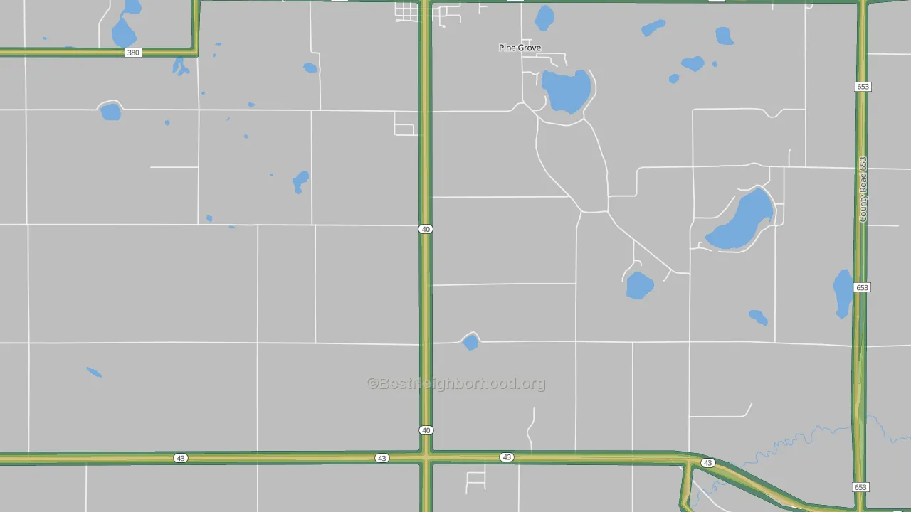 Pine Grove, MI Map of Noise Levels in Pine Grove