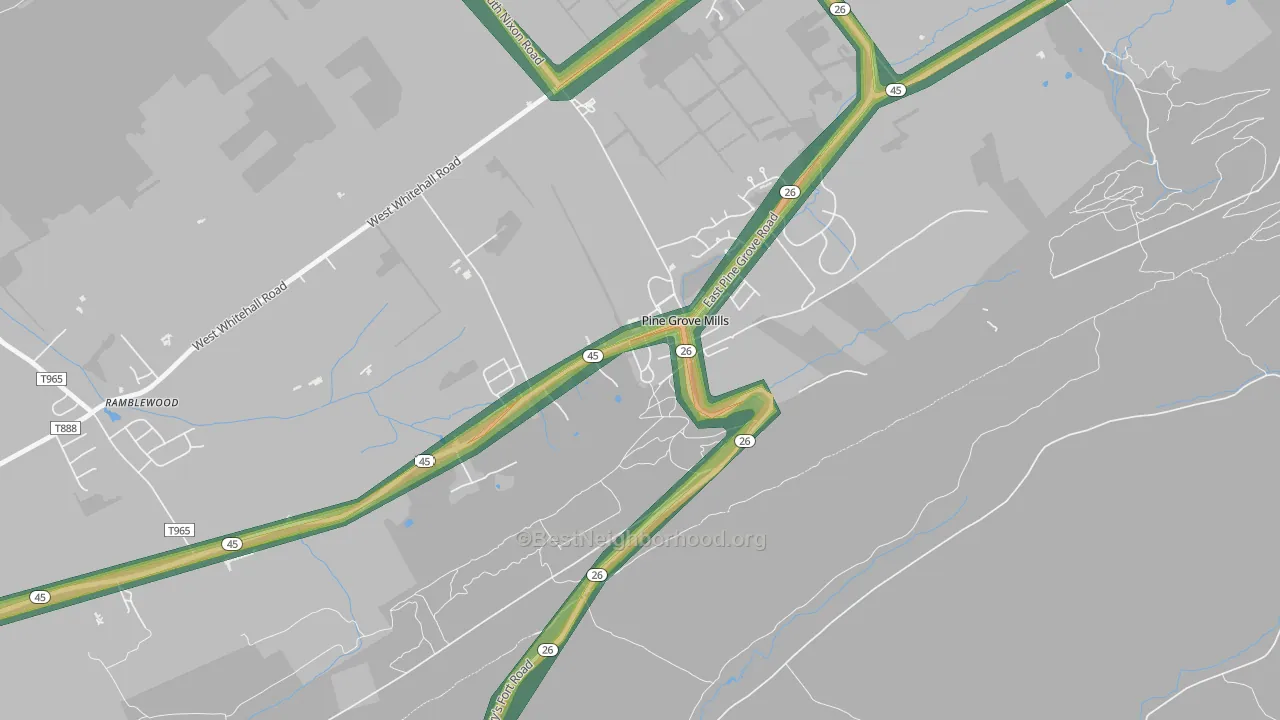 Pine Grove Mills, PA Map of Noise Levels in Pine Grove Mills