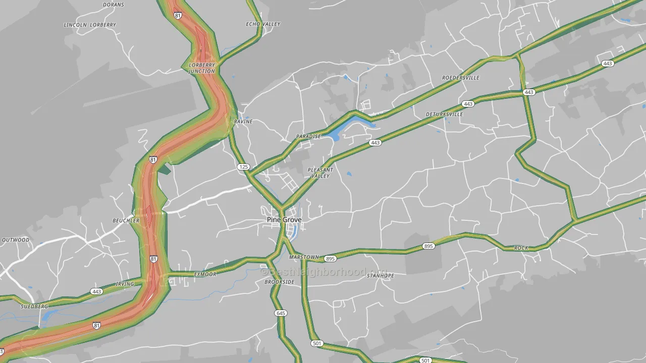 Pine Grove, PA Map of Noise Levels in Pine Grove