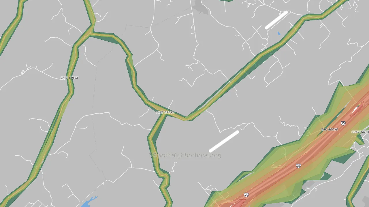 Pine Grove, TN Map of Noise Levels in Pine Grove