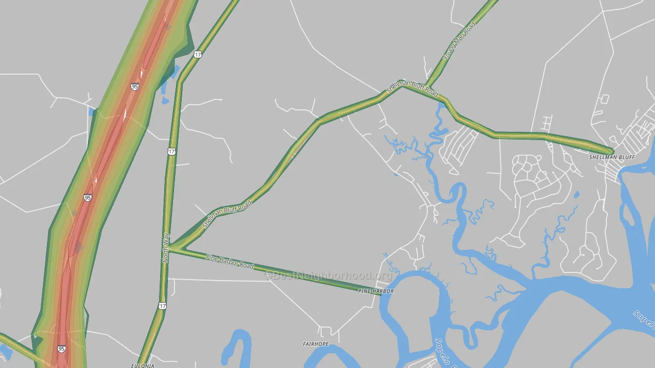 Pine Harbor, GA Map of Noise Levels in Pine Harbor