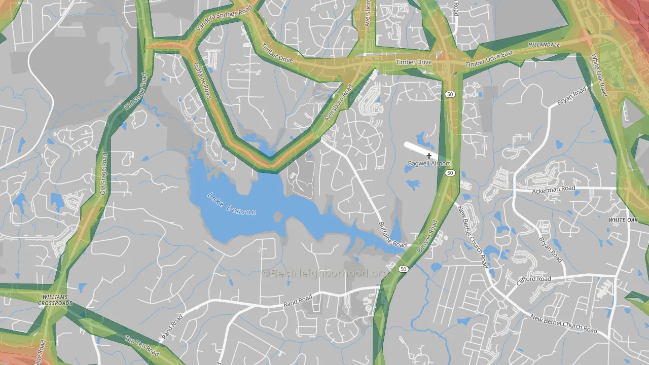 Pine Hurst Park, NC Map of Noise Levels in Pine Hurst Park