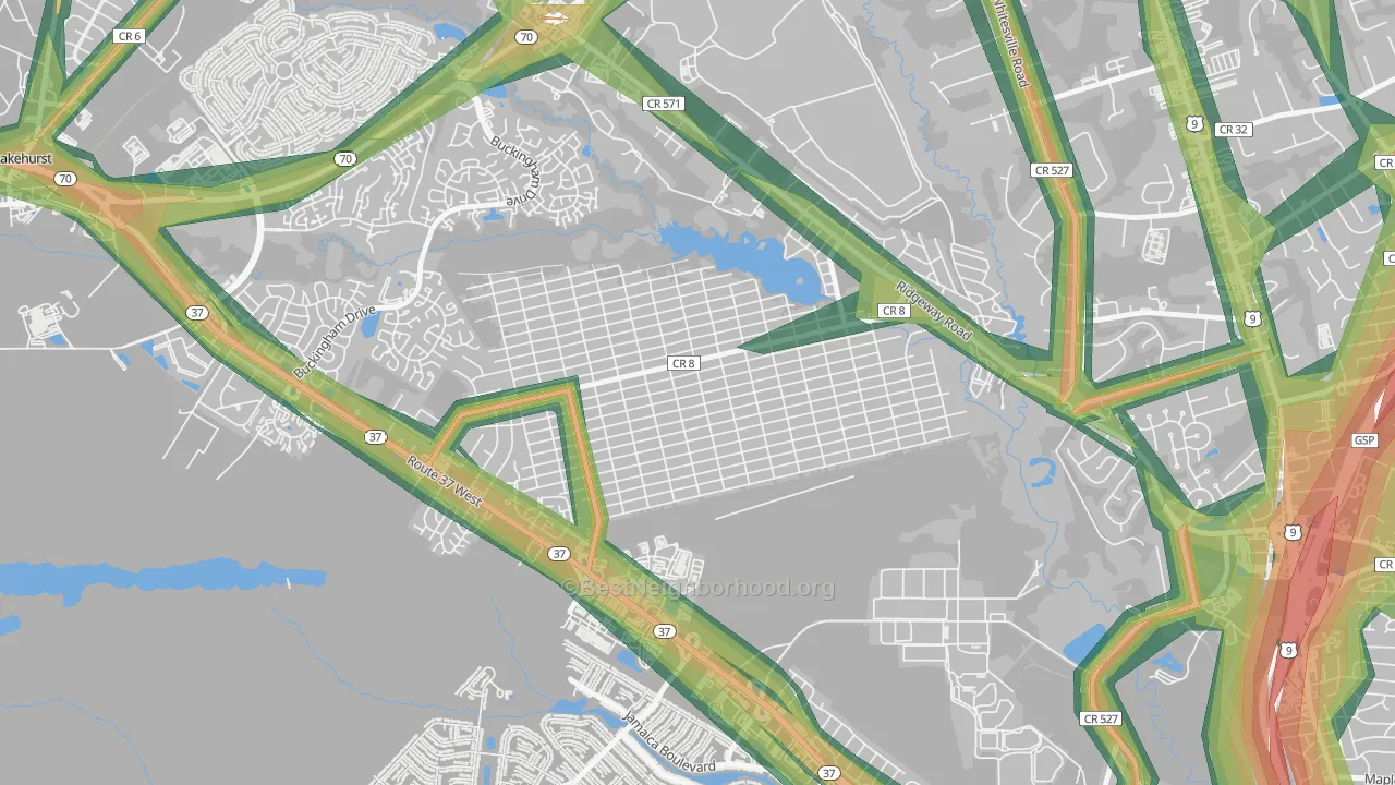 Pine Lake Park, NJ Map of Noise Levels in Pine Lake Park