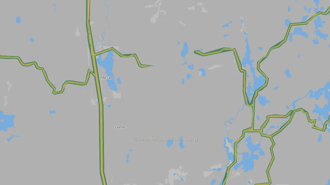 Pine Lake, WI Map of Noise Levels in Pine Lake