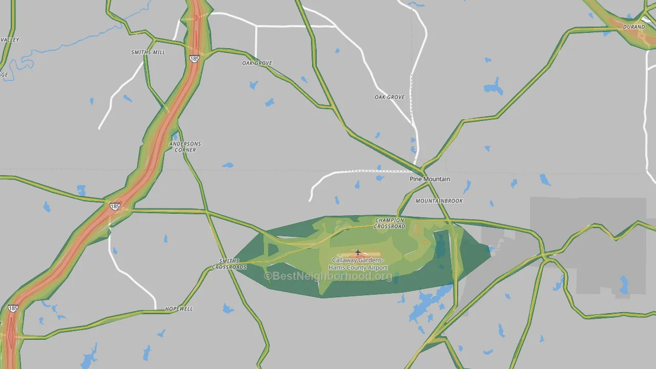 Pine Mountain, GA Map of Noise Levels in Pine Mountain