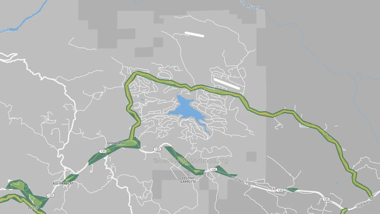 Pine Mountain Lake, CA Map of Noise Levels in Pine Mountain Lake