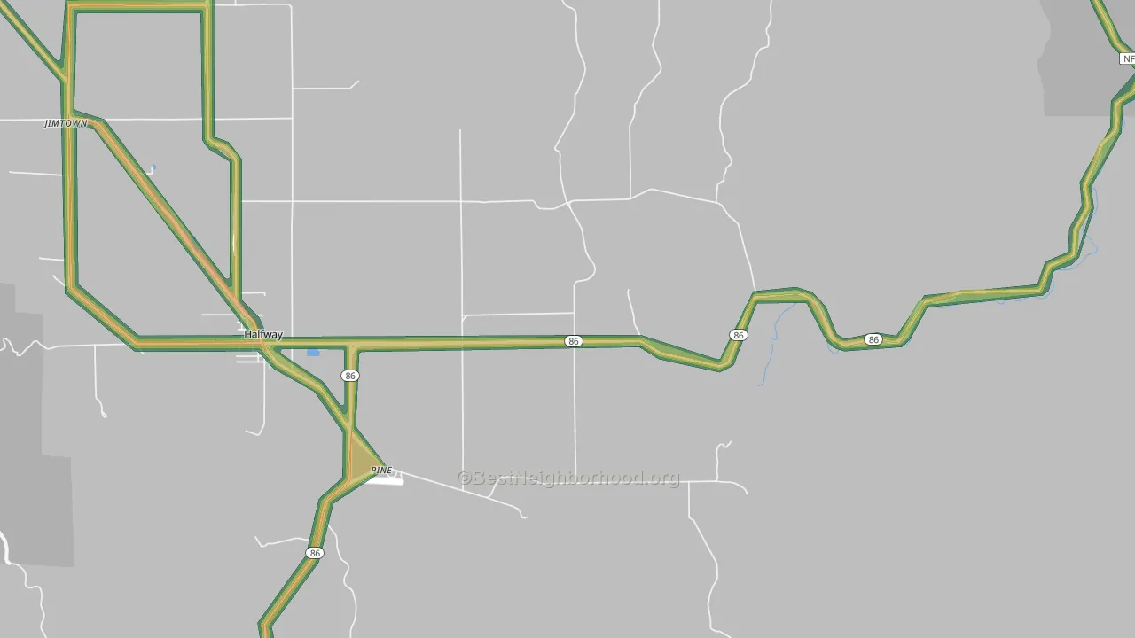 Pine, OR Map of Noise Levels in Pine