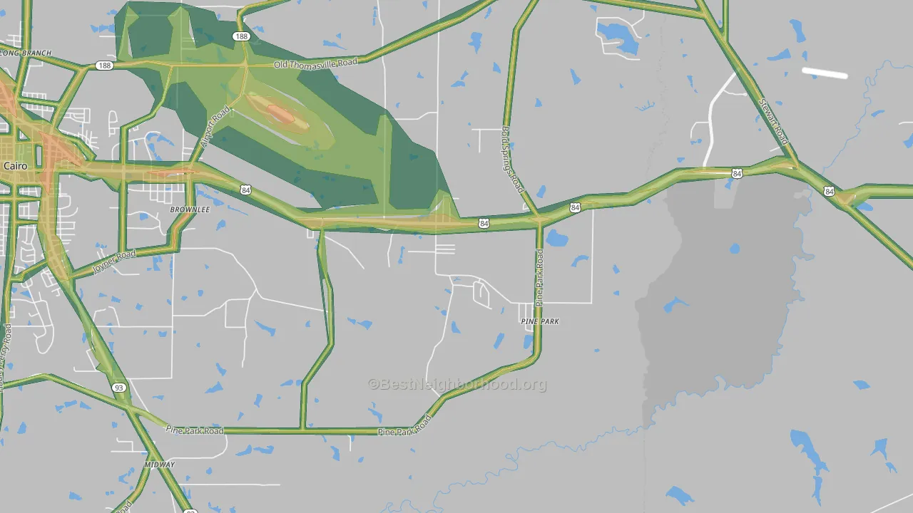 Pine Park, GA Map of Noise Levels in Pine Park