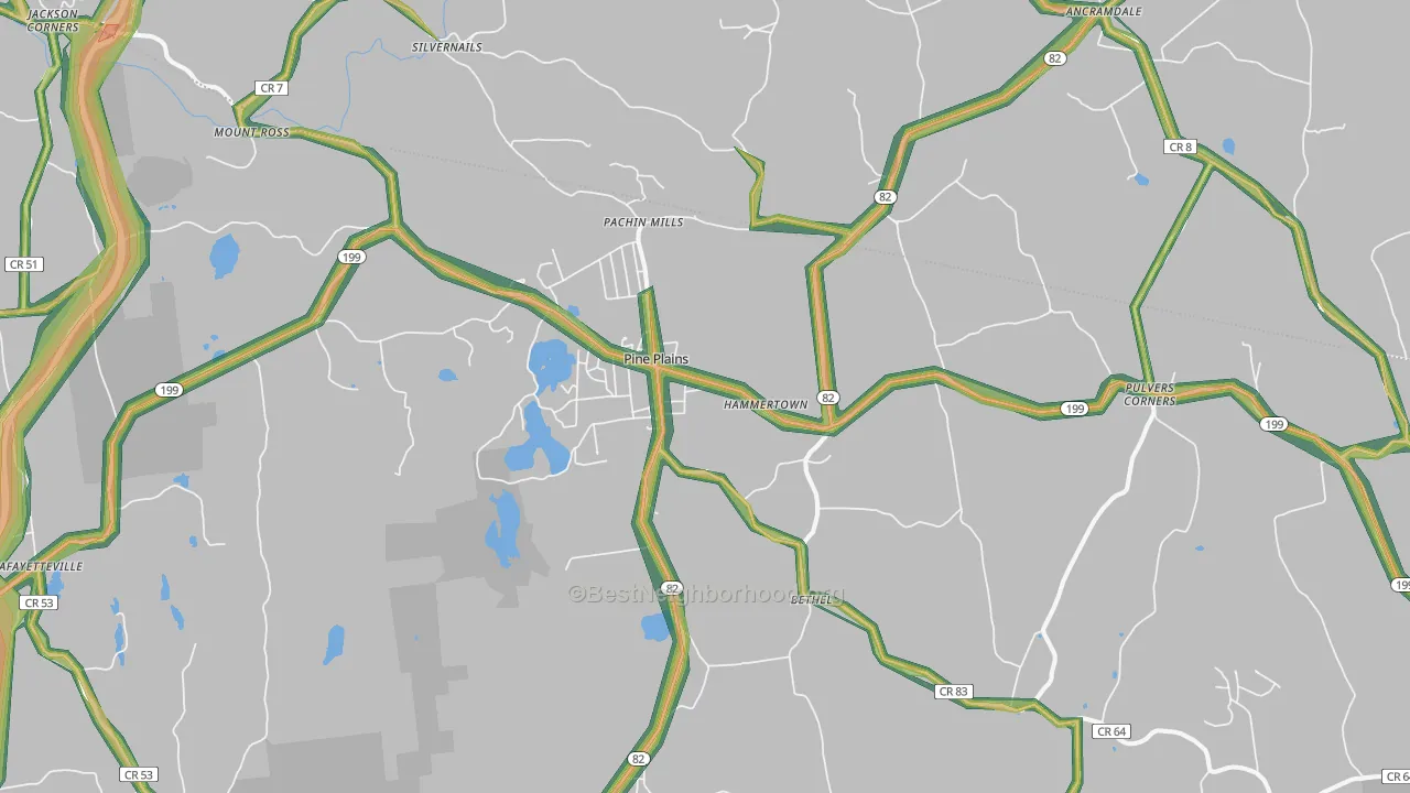Pine Plains, NY Map of Noise Levels in Pine Plains
