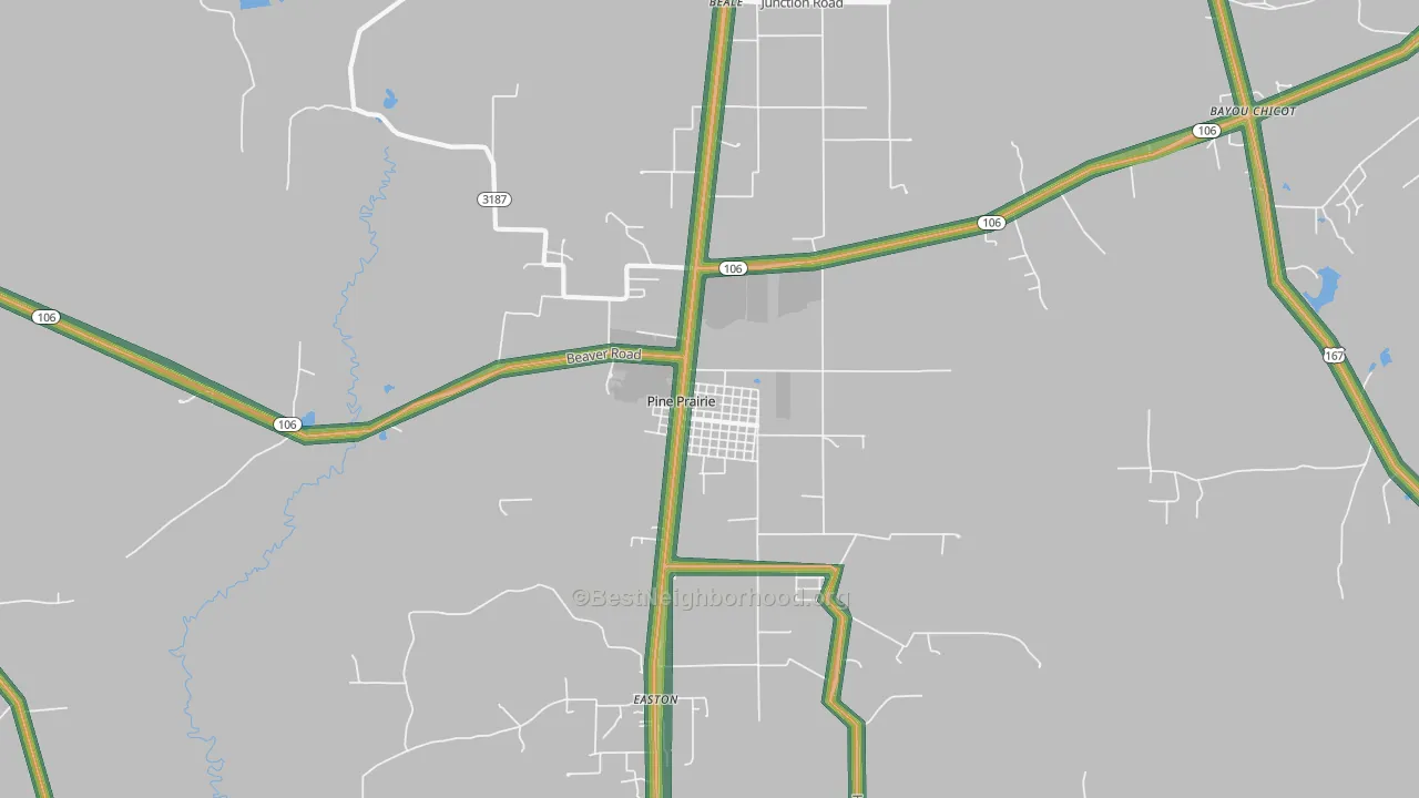 Pine Prairie, LA Map of Noise Levels in Pine Prairie