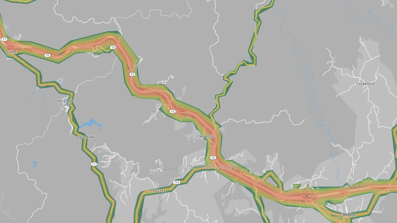 Pine Ridge, KY Map of Noise Levels in Pine Ridge