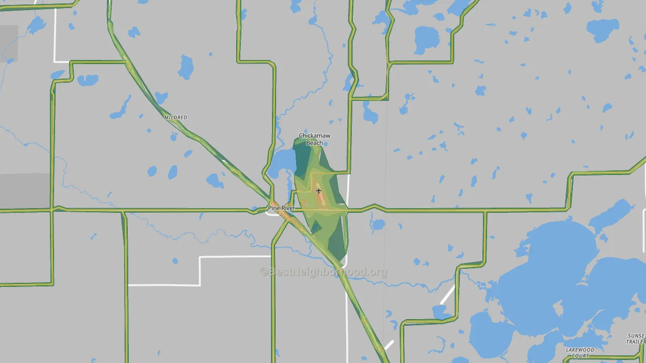 Pine River, MN Map of Noise Levels in Pine River
