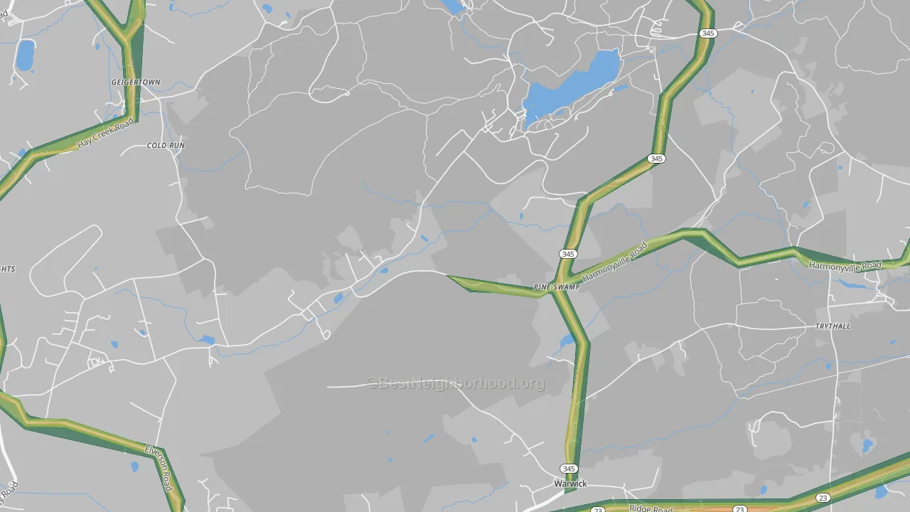 Pine Swamp, PA Map of Noise Levels in Pine Swamp