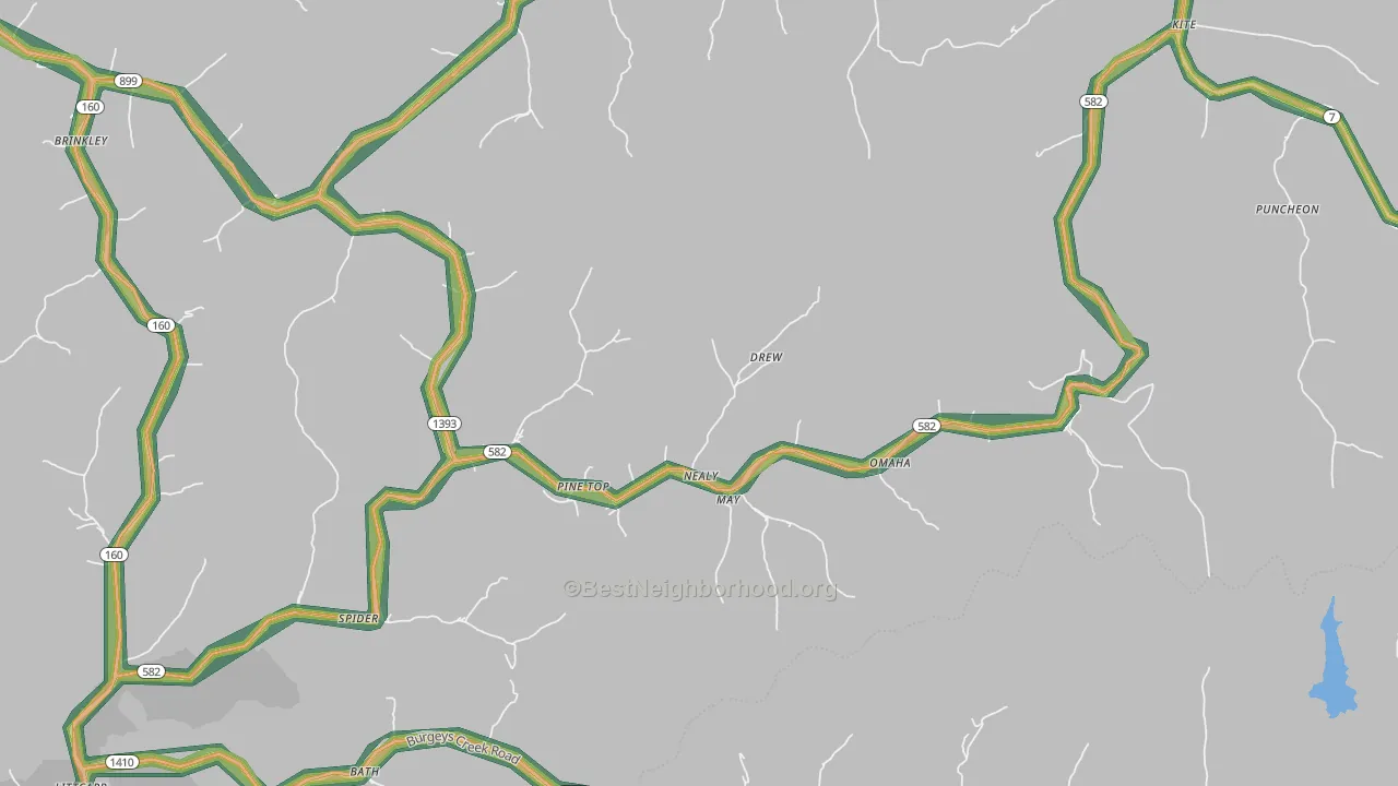 Pine Top, KY Map of Noise Levels in Pine Top