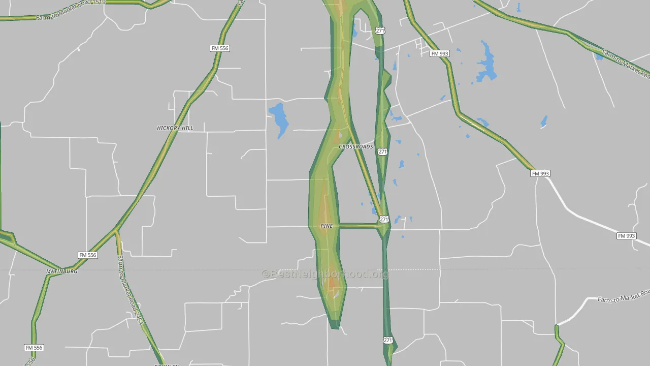 Pine, TX Map of Noise Levels in Pine