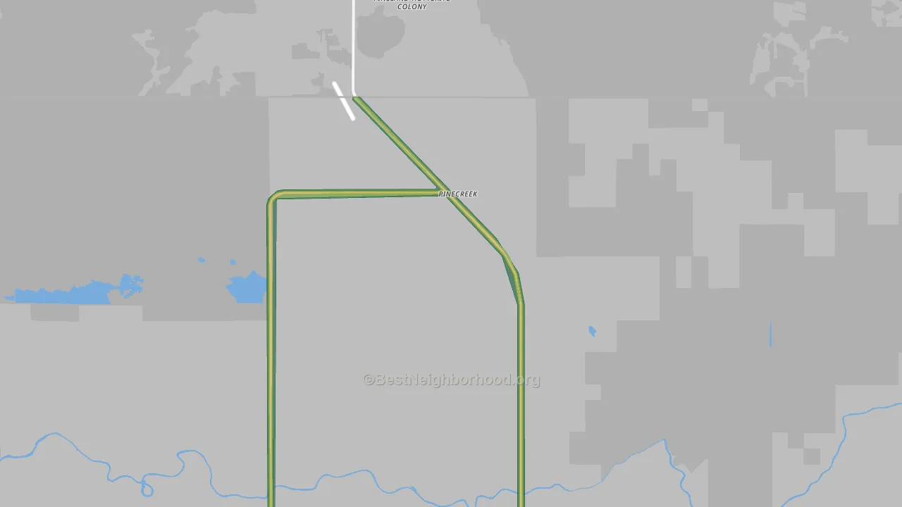 Pinecreek, MN Map of Noise Levels in Pinecreek