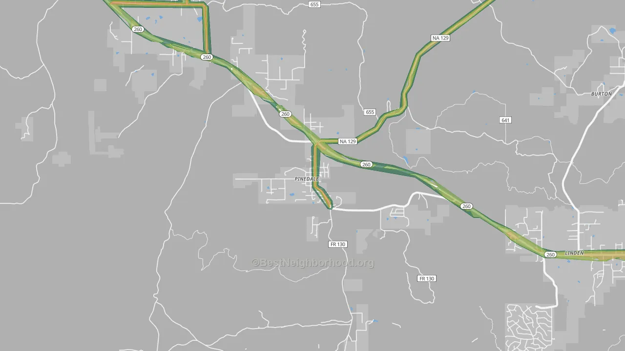 Pinedale, AZ Map of Noise Levels in Pinedale
