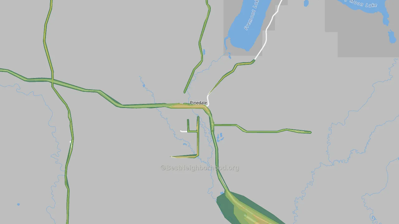 Pinedale, WY Map of Noise Levels in Pinedale