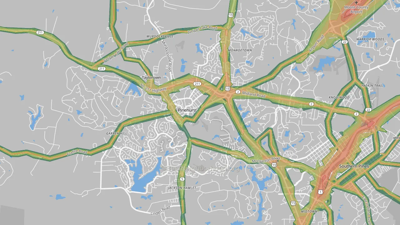 Pinehurst, NC Map of Noise Levels in Pinehurst