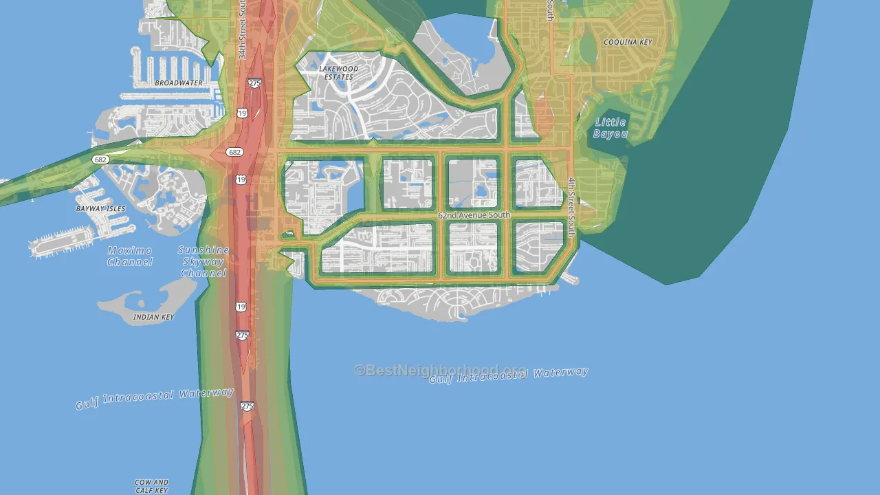 Pinellas Point, St. Petersburg, FL Map of Noise Levels in Pinellas Point