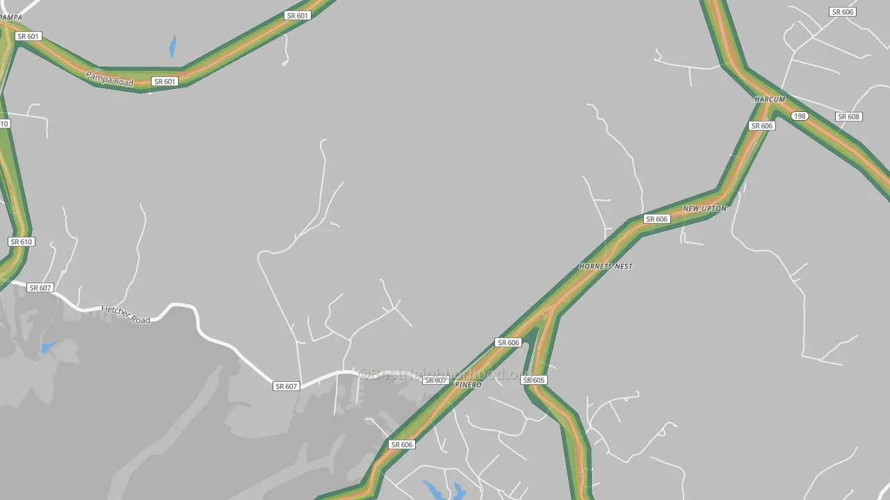 Pinero, VA Map of Noise Levels in Pinero