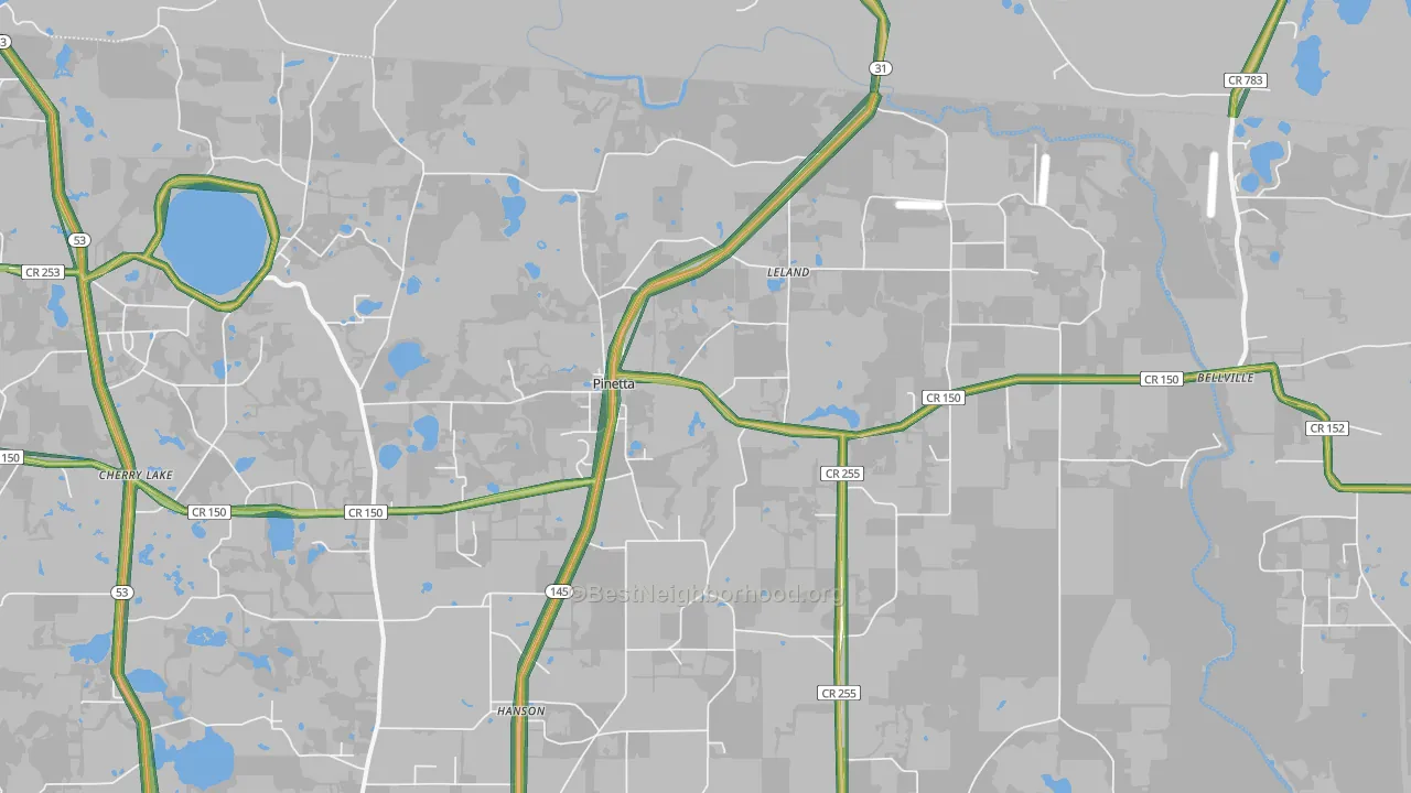 Pinetta, FL Map of Noise Levels in Pinetta