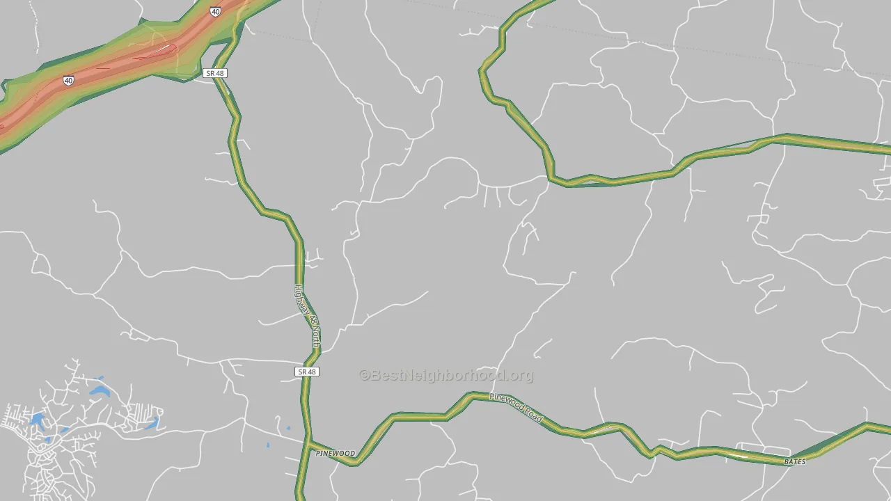 Pinewood, TN Map of Noise Levels in Pinewood