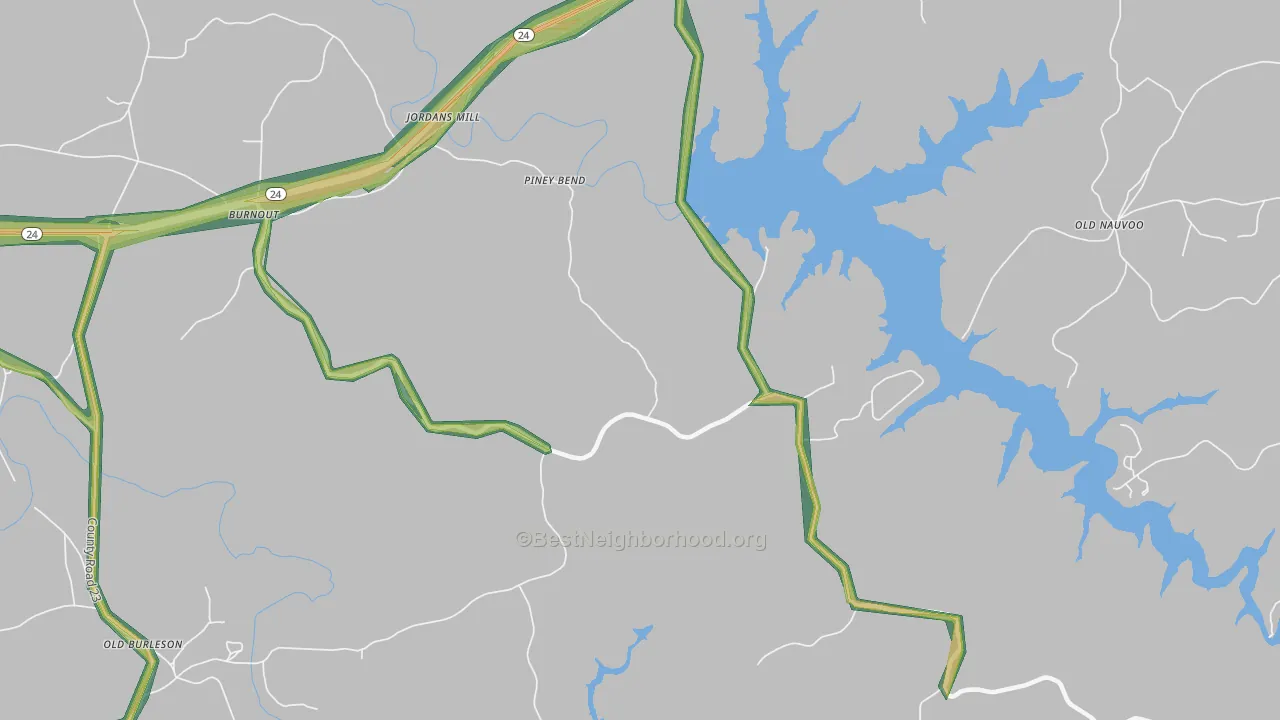 Piney Bend, AL Map of Noise Levels in Piney Bend