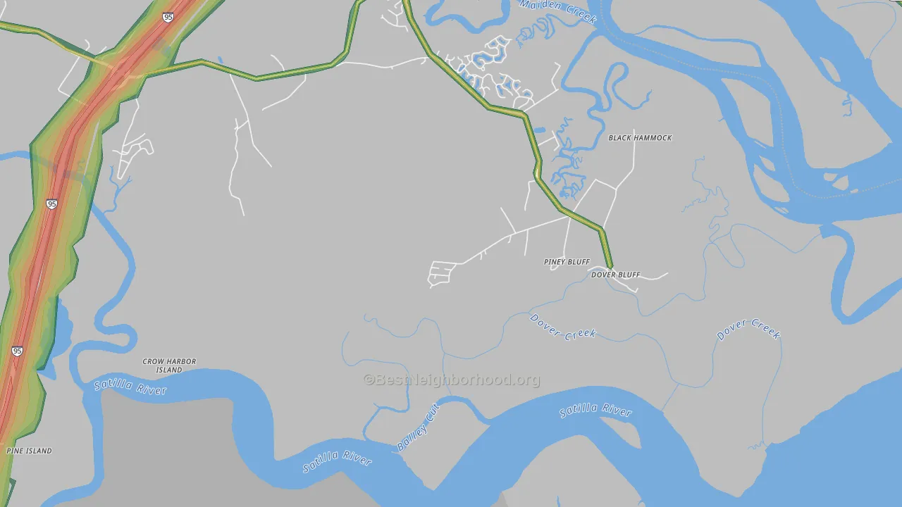 Piney Bluff, GA Map of Noise Levels in Piney Bluff