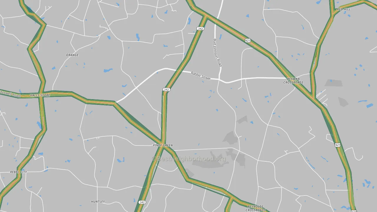 Piney Green, NC Map of Noise Levels in Piney Green