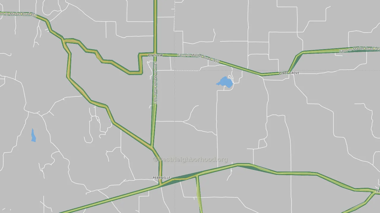 Piney Grove, TX Map of Noise Levels in Piney Grove