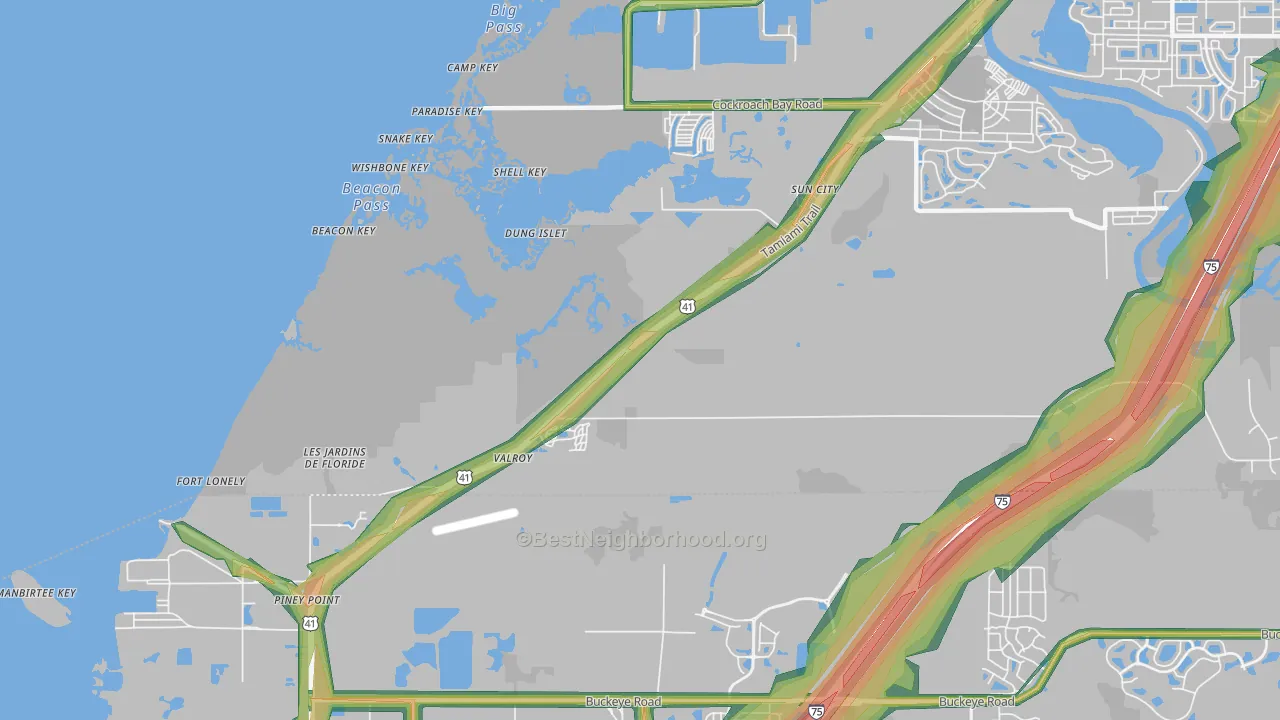 Piney Point, FL Map of Noise Levels in Piney Point